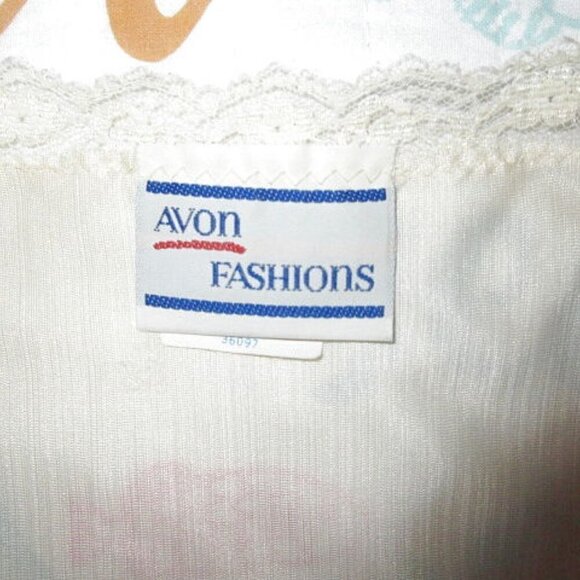 VINTAGE Avon CHEMISE Slip DRESS Size M CROCHET Lace V-NECK Coquette USA MADE - Picture 7 of 12